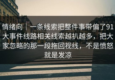 情绪向｜一条线索把整件事带偏了91大事件线路相关线索越扒越多，把大家忽略的那一段拖回视线，不是愤怒就是发凉