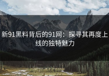 新91黑料背后的91网：探寻其再度上线的独特魅力