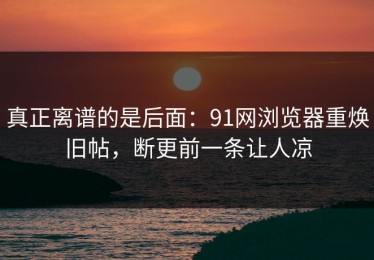 真正离谱的是后面：91网浏览器重焕旧帖，断更前一条让人凉