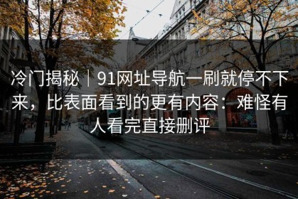 冷门揭秘｜91网址导航一刷就停不下来，比表面看到的更有内容：难怪有人看完直接删评