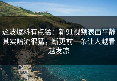 这波爆料有点猛：新91视频表面平静其实暗流很猛，断更前一条让人越看越发凉