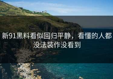 新91黑料看似回归平静，看懂的人都没法装作没看到