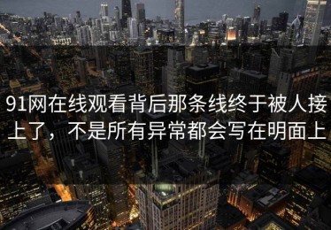 91网在线观看背后那条线终于被人接上了，不是所有异常都会写在明面上