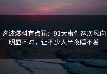 这波爆料有点猛：91大事件这次风向明显不对，让不少人半夜睡不着
