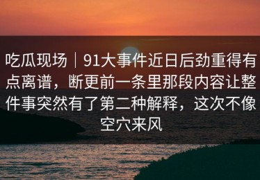 吃瓜现场｜91大事件近日后劲重得有点离谱，断更前一条里那段内容让整件事突然有了第二种解释，这次不像空穴来风