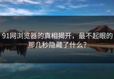 91网浏览器的真相揭开，最不起眼的那几秒隐藏了什么？