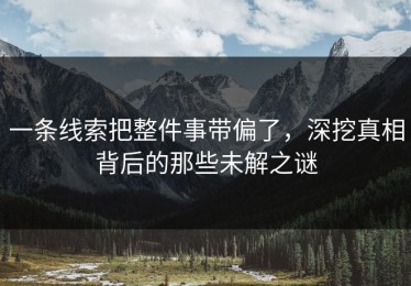 一条线索把整件事带偏了，深挖真相背后的那些未解之谜