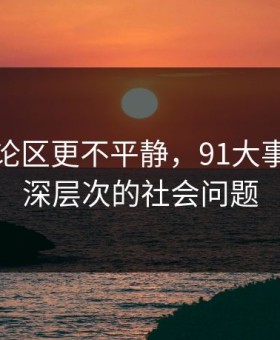 看完评论区更不平静，91大事件揭示深层次的社会问题