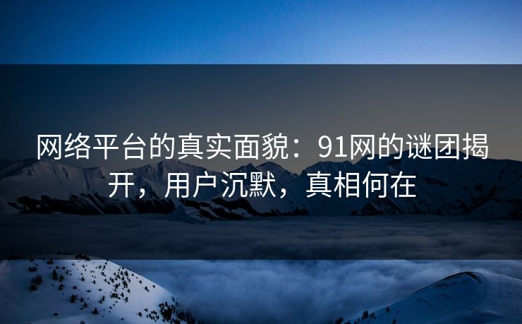 网络平台的真实面貌：91网的谜团揭开，用户沉默，真相何在