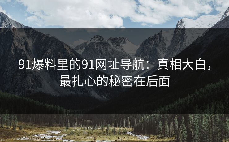 91爆料里的91网址导航：真相大白，最扎心的秘密在后面