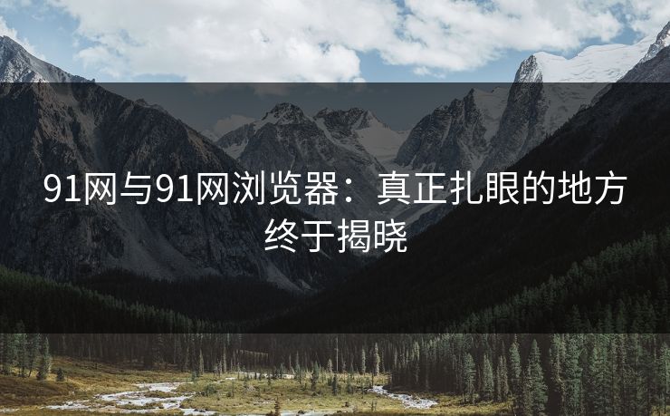 91网与91网浏览器：真正扎眼的地方终于揭晓