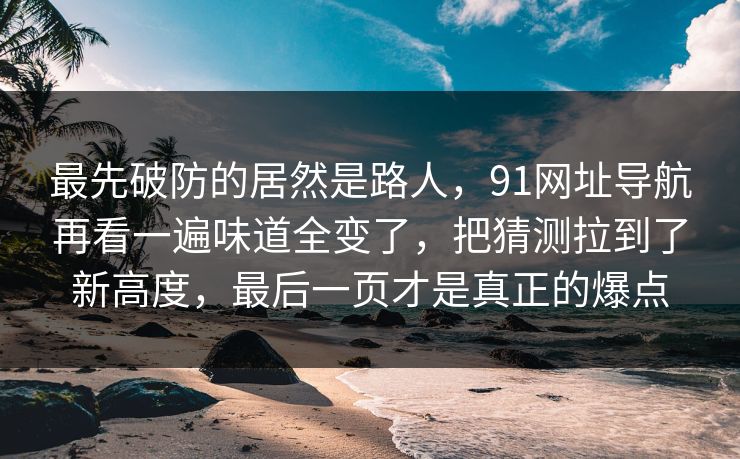 最先破防的居然是路人，91网址导航再看一遍味道全变了，把猜测拉到了新高度，最后一页才是真正的爆点