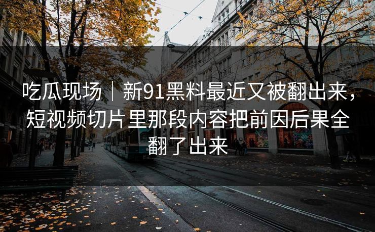 吃瓜现场｜新91黑料最近又被翻出来，短视频切片里那段内容把前因后果全翻了出来