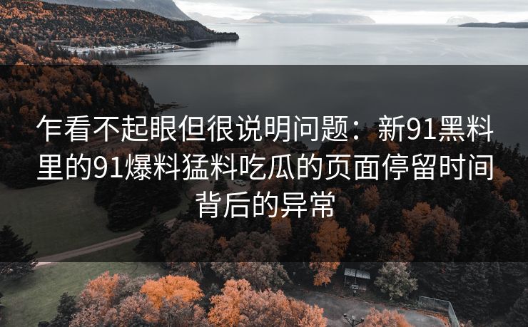乍看不起眼但很说明问题:新91黑料里的91爆料猛料吃瓜的页面停留时间背后的异常 乍看不起眼但很说明问题:新91黑料里的91爆料猛料吃瓜的页面停留时间背后的异常