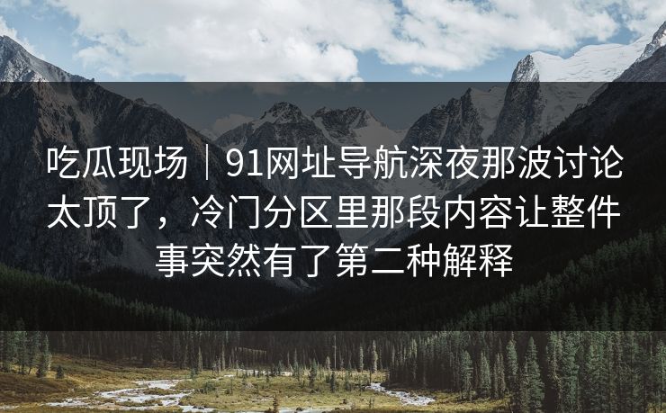 吃瓜现场｜91网址导航深夜那波讨论太顶了，冷门分区里那段内容让整件事突然有了第二种解释