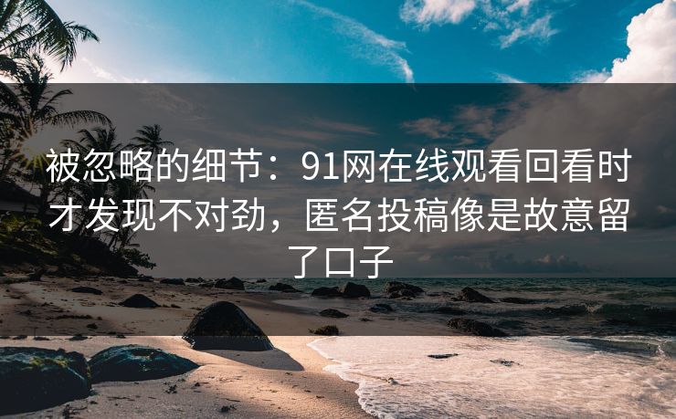 被忽略的细节：91网在线观看回看时才发现不对劲，匿名投稿像是故意留了口子