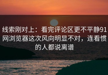 线索刚对上：看完评论区更不平静91网浏览器这次风向明显不对，连看惯的人都说离谱