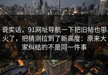 说实话，91网址导航一下把旧帖也带火了，把猜测拉到了新高度：原来大家纠结的不是同一件事