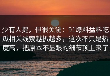 少有人提，但很关键：91爆料猛料吃瓜相关线索越扒越多，这次不只是热度高，把原本不显眼的细节顶上来了