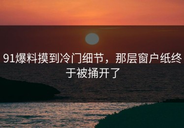 91爆料摸到冷门细节，那层窗户纸终于被捅开了