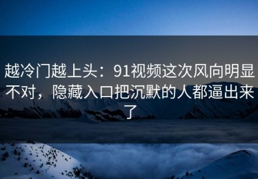 越冷门越上头：91视频这次风向明显不对，隐藏入口把沉默的人都逼出来了